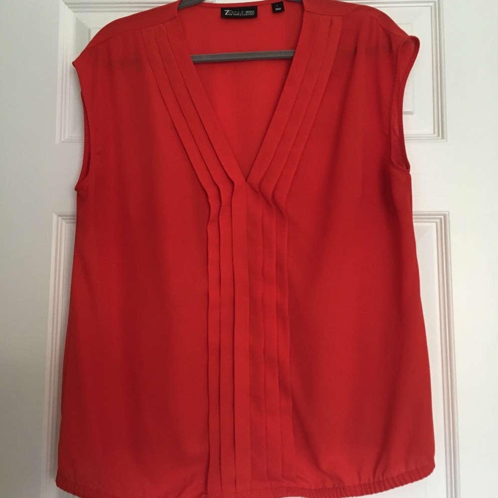 Red sheer NY&Co. Blouse w pleated front
